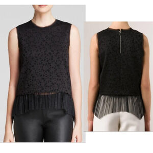 Elizabeth and James Laser Cut Asymmetric Lace Detail Sleeveless Top Sz XS